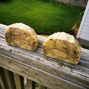 Vintage Solid Natural Marble Bookends ~ Made in Italy